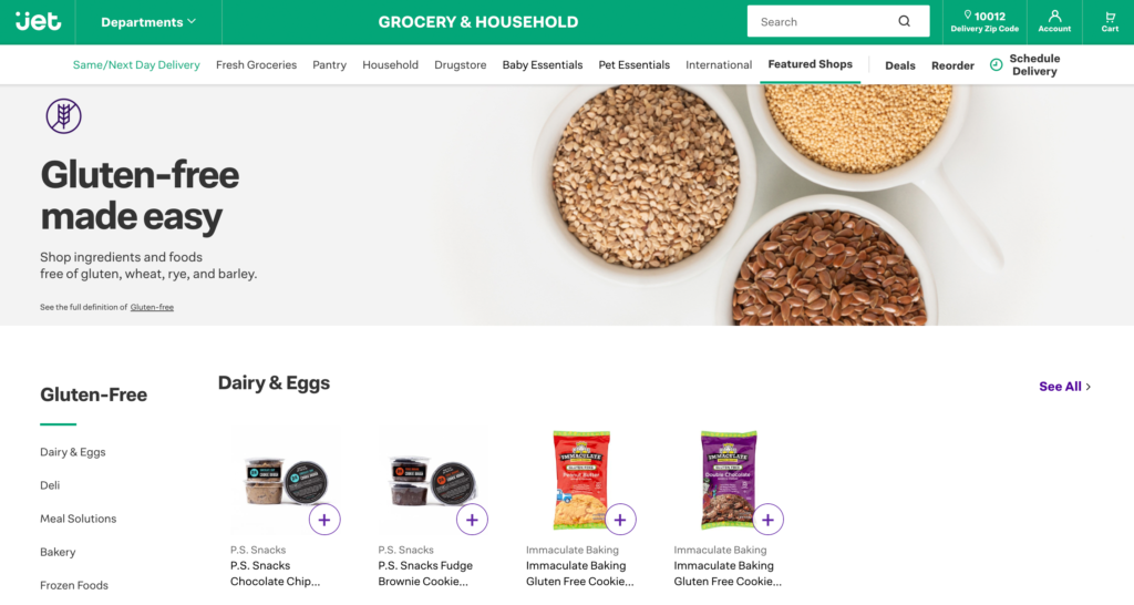 Jet.com's Gluten Free Diet hub - powered by Spoon Guru